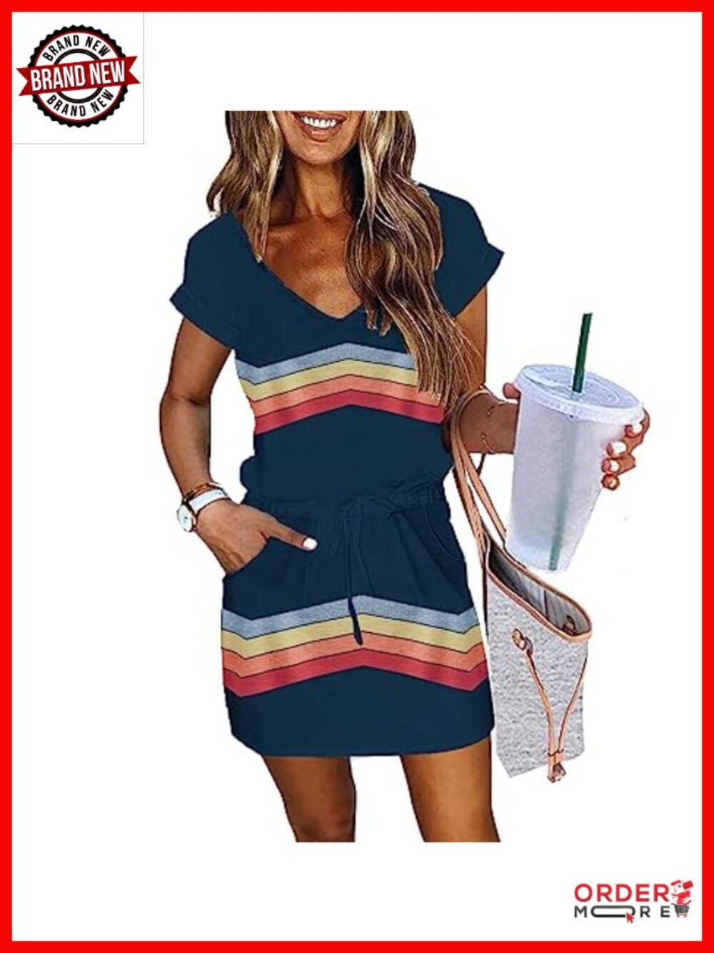 Women's Square Neck Lantern Sleeve A-Line Mini Dress with Pockets